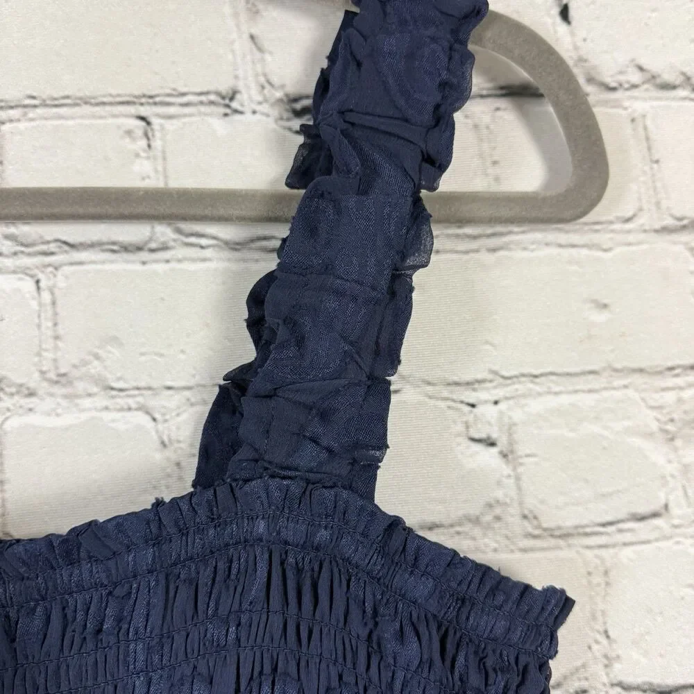 Lilly Pulitzer Hadley Smocked Maxi Dress in Navy Blue Crepe Swirl - Picture 9 of 13